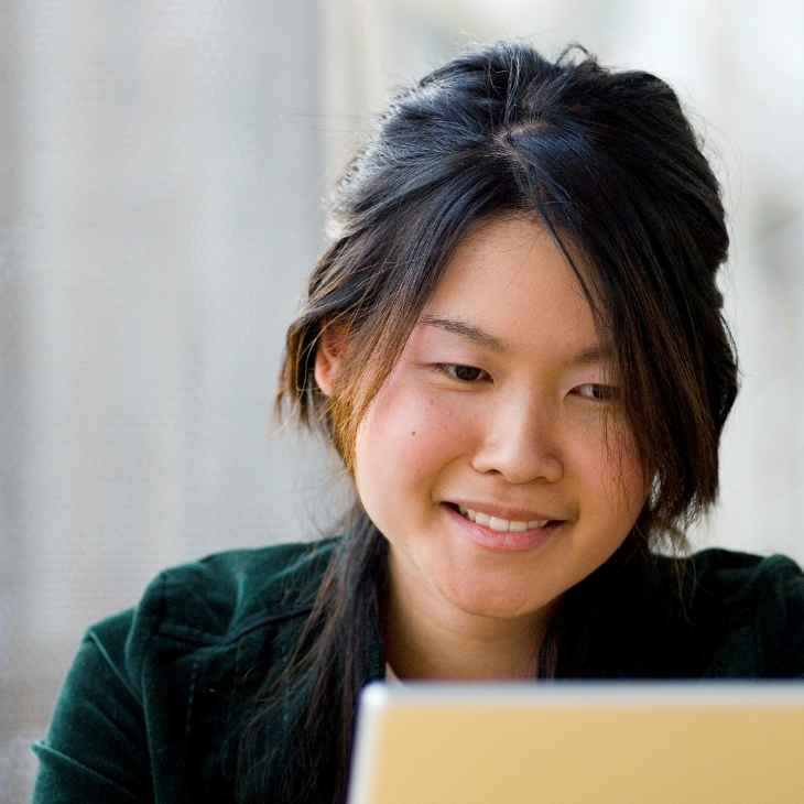 Woman working on laptop